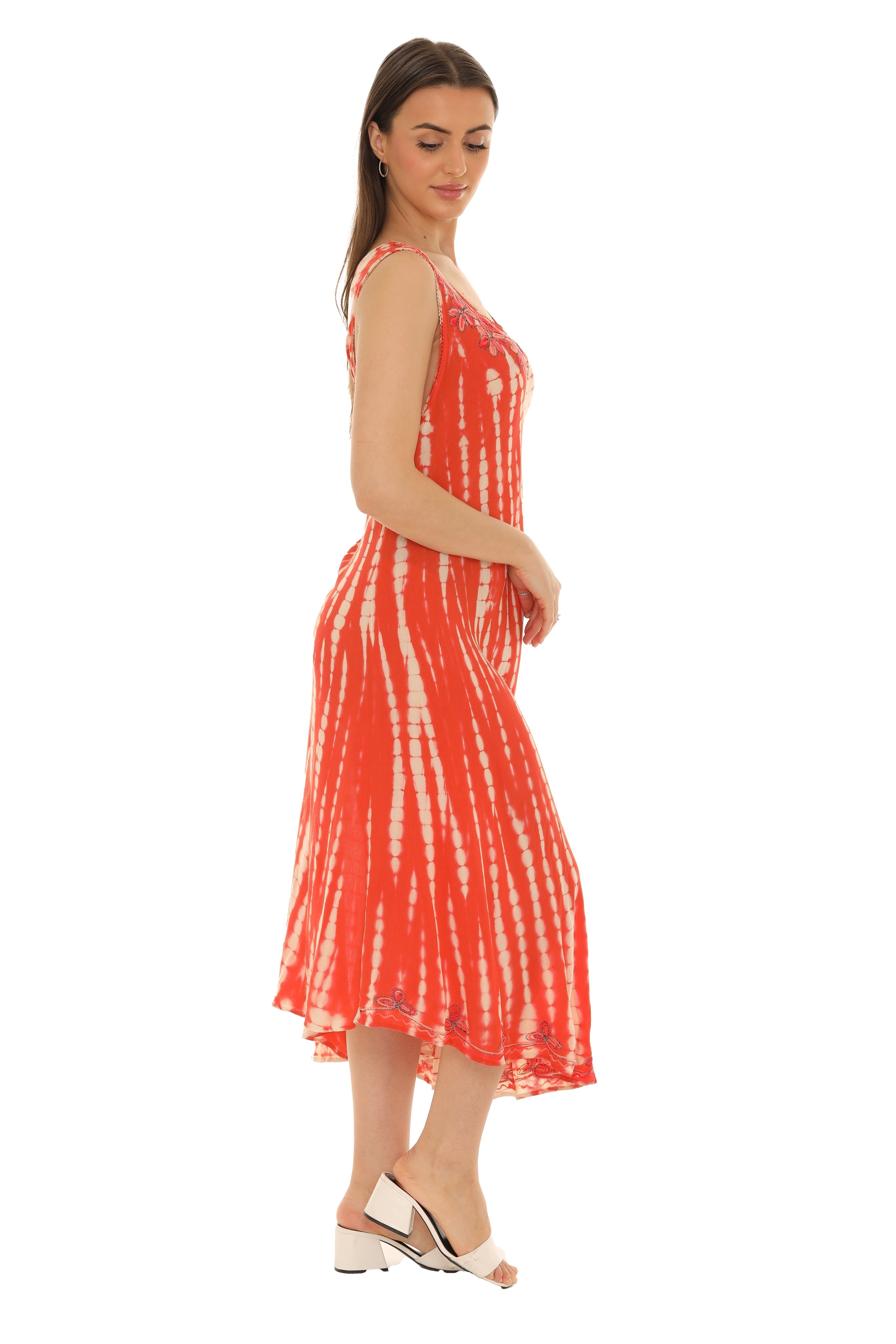 Tie-Dye With Embroidery Neckline Rayon Sundress - Shoreline Wear, Inc.
