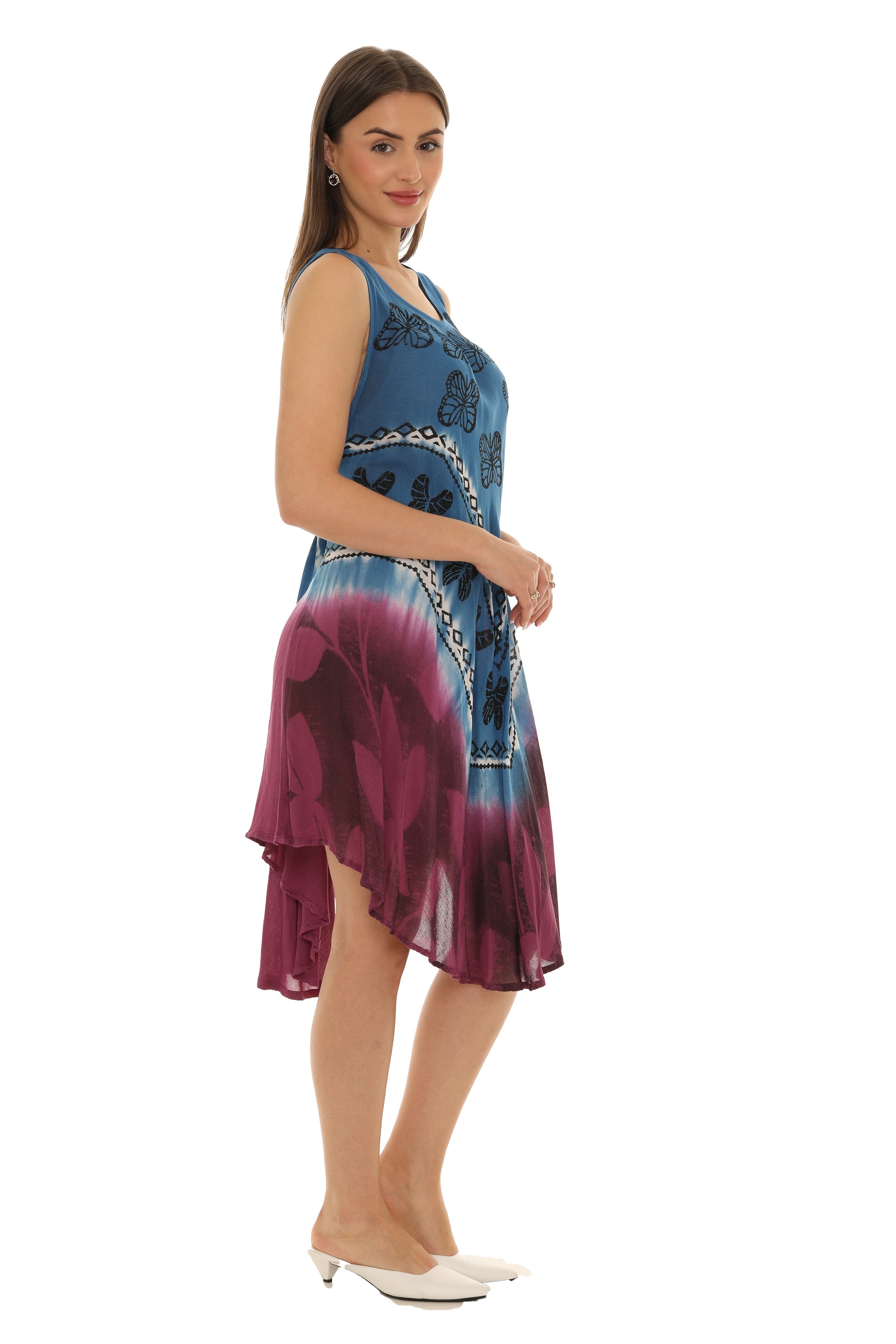 Butterflies With Two Tone Midi Rayon Sundress - Shoreline Wear, Inc.