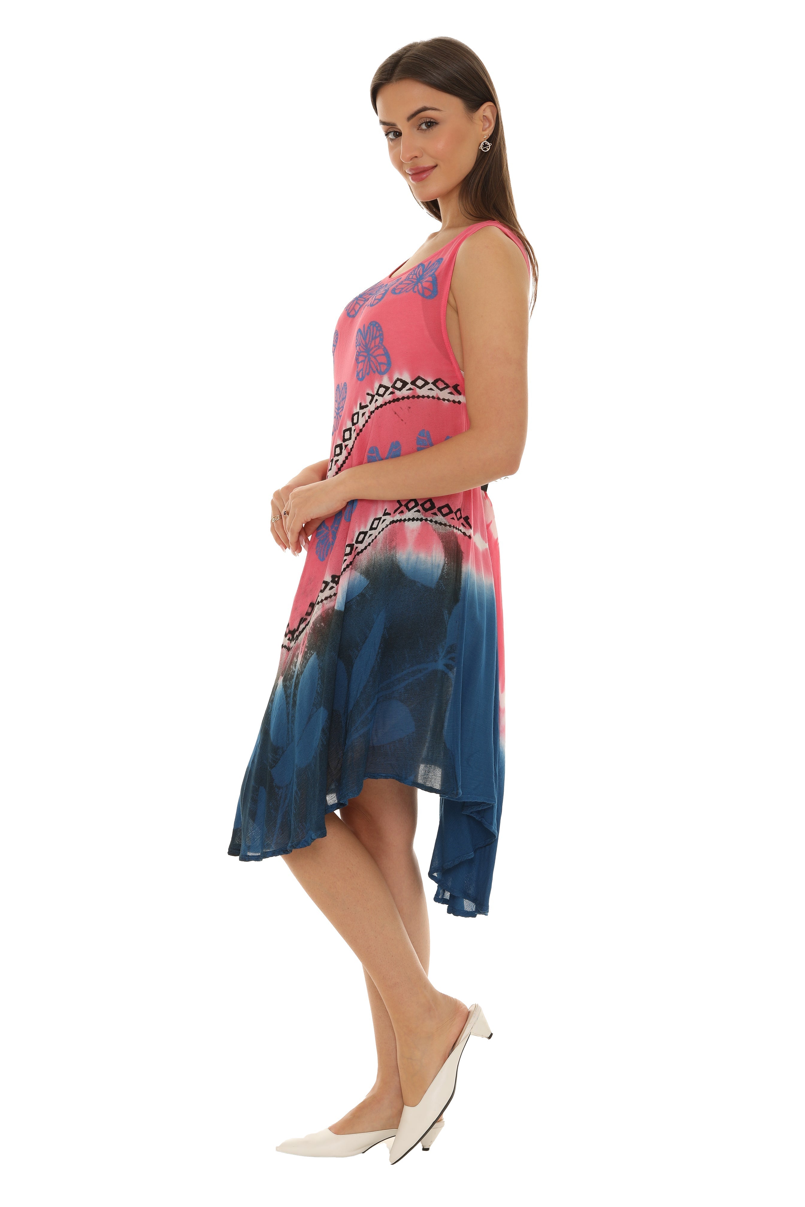 Butterflies With Two Tone Midi Rayon Sundress - Shoreline Wear, Inc.