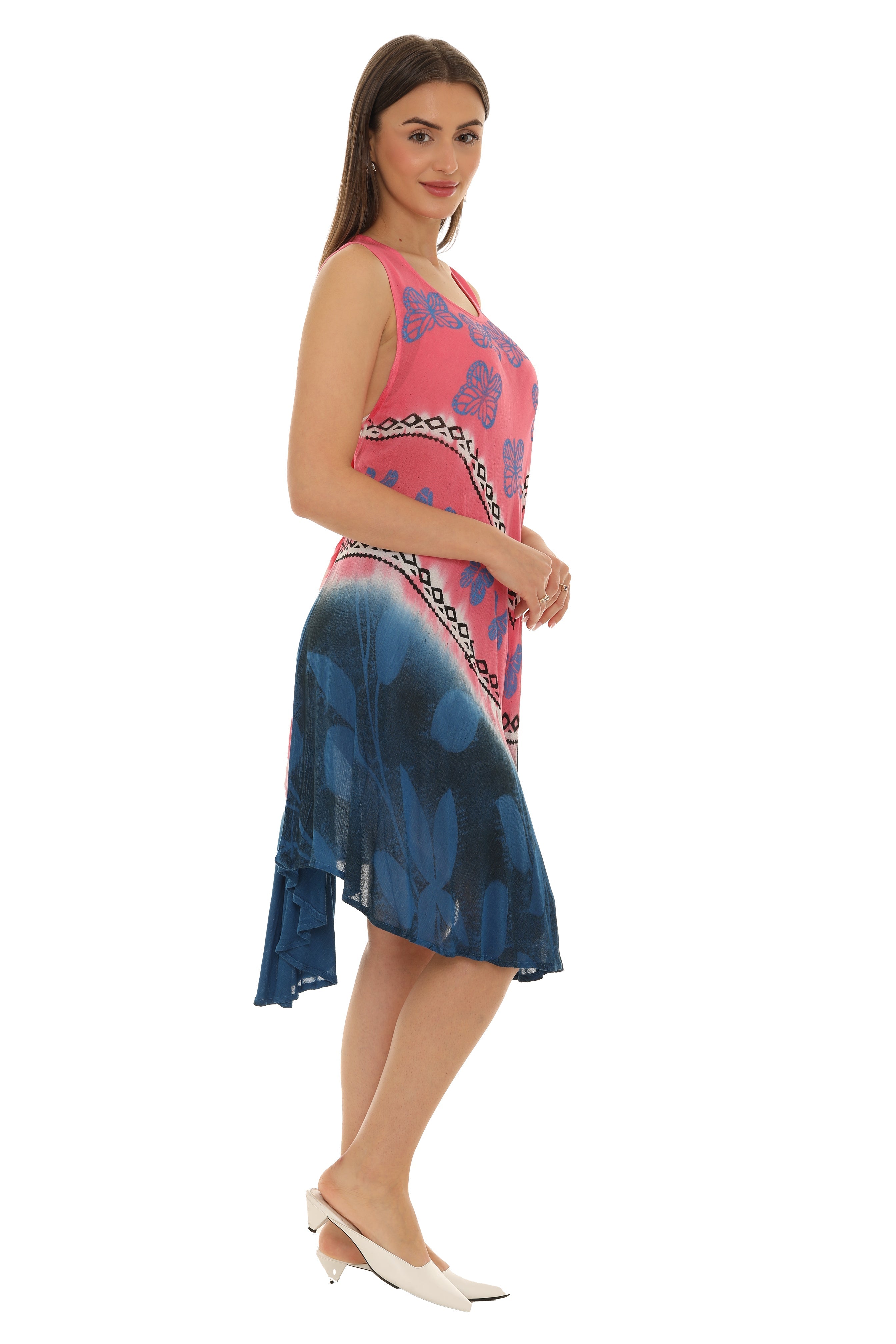 Butterflies With Two Tone Midi Rayon Sundress - Shoreline Wear, Inc.
