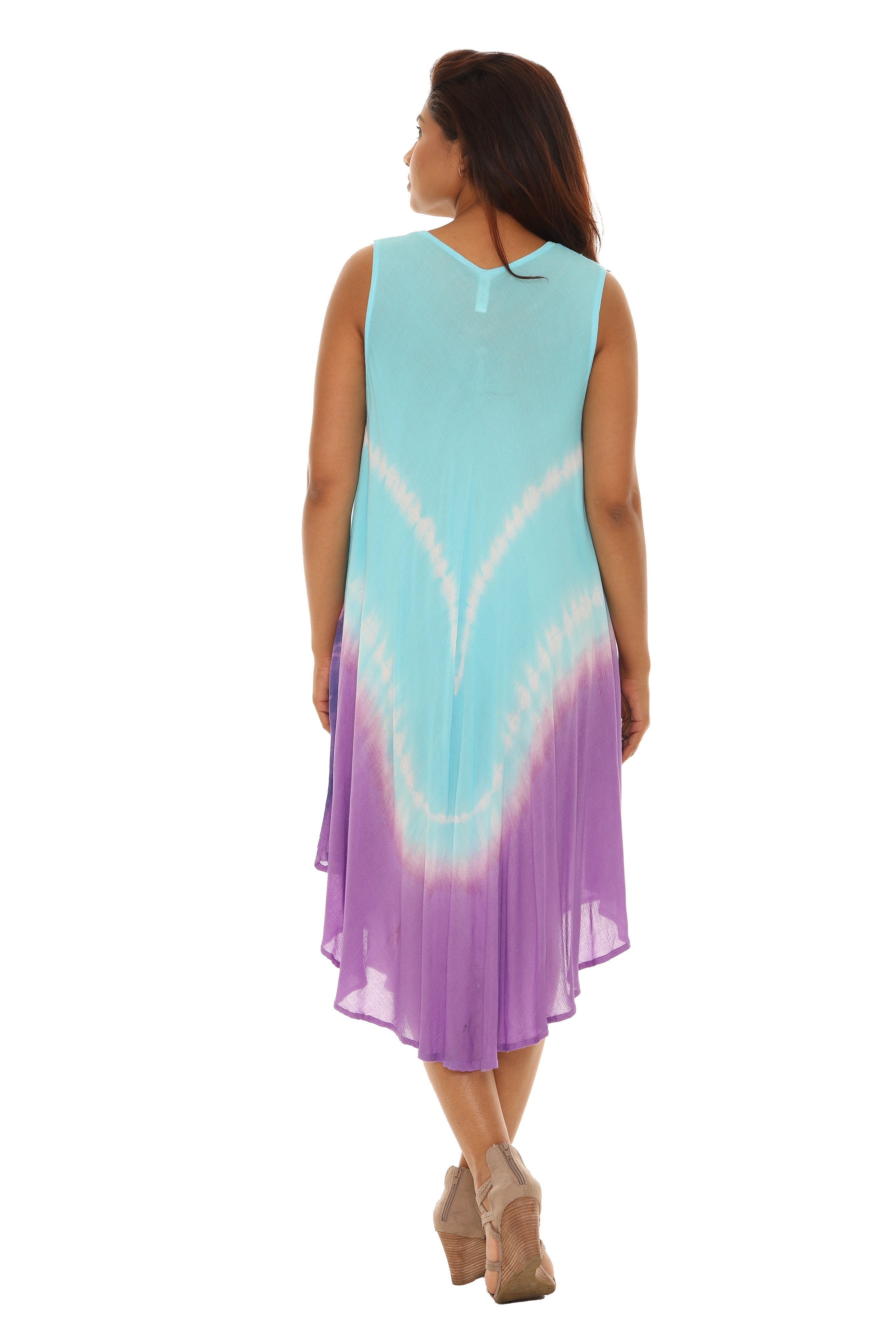 Butterflies With Two Tone Midi Rayon Sundress - Shoreline Wear, Inc.