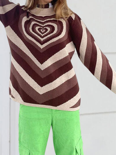 Heart Mock Neck Long Sleeve Sweater - Charming Charlie