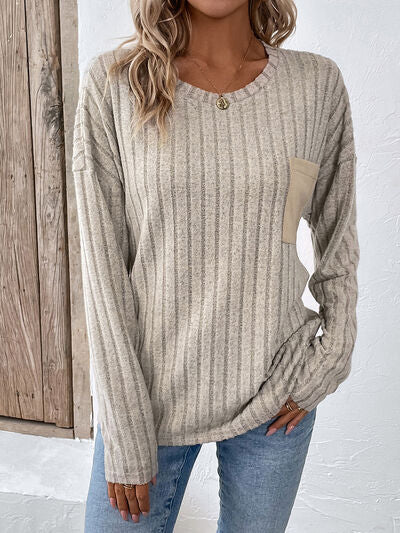 Round Neck Dropped Shoulder T-Shirt - Charming Charlie