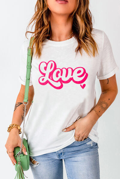 LOVE Round Neck Short Sleeve T-Shirt - Charming Charlie