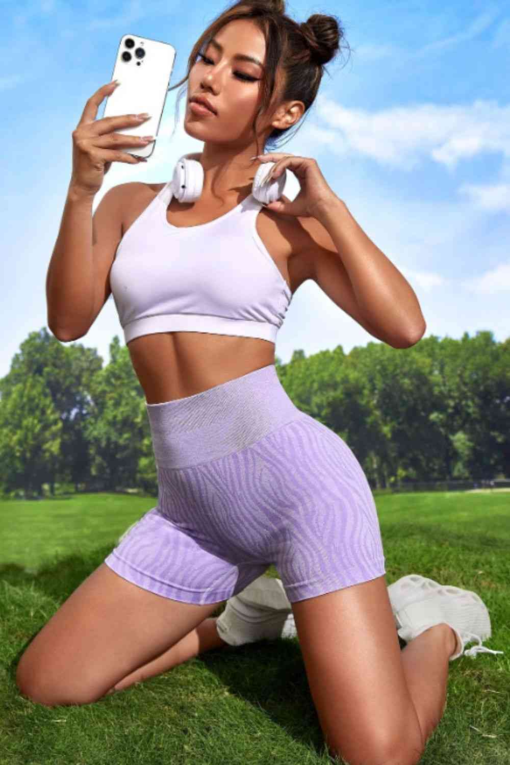 Wide Waistband Slim Fit Active Shorts - Charming Charlie