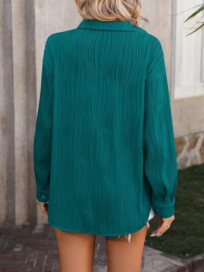Button Up Dropped Shoulder Shirt - Charming Charlie