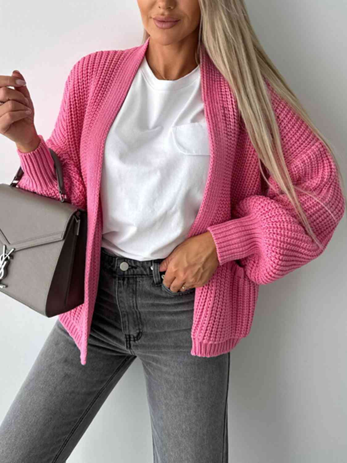 Open Front Dropped Shoulder Cardigan - Charming Charlie