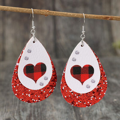 Heart Sequin Leather Teardrop Earrings - Charming Charlie