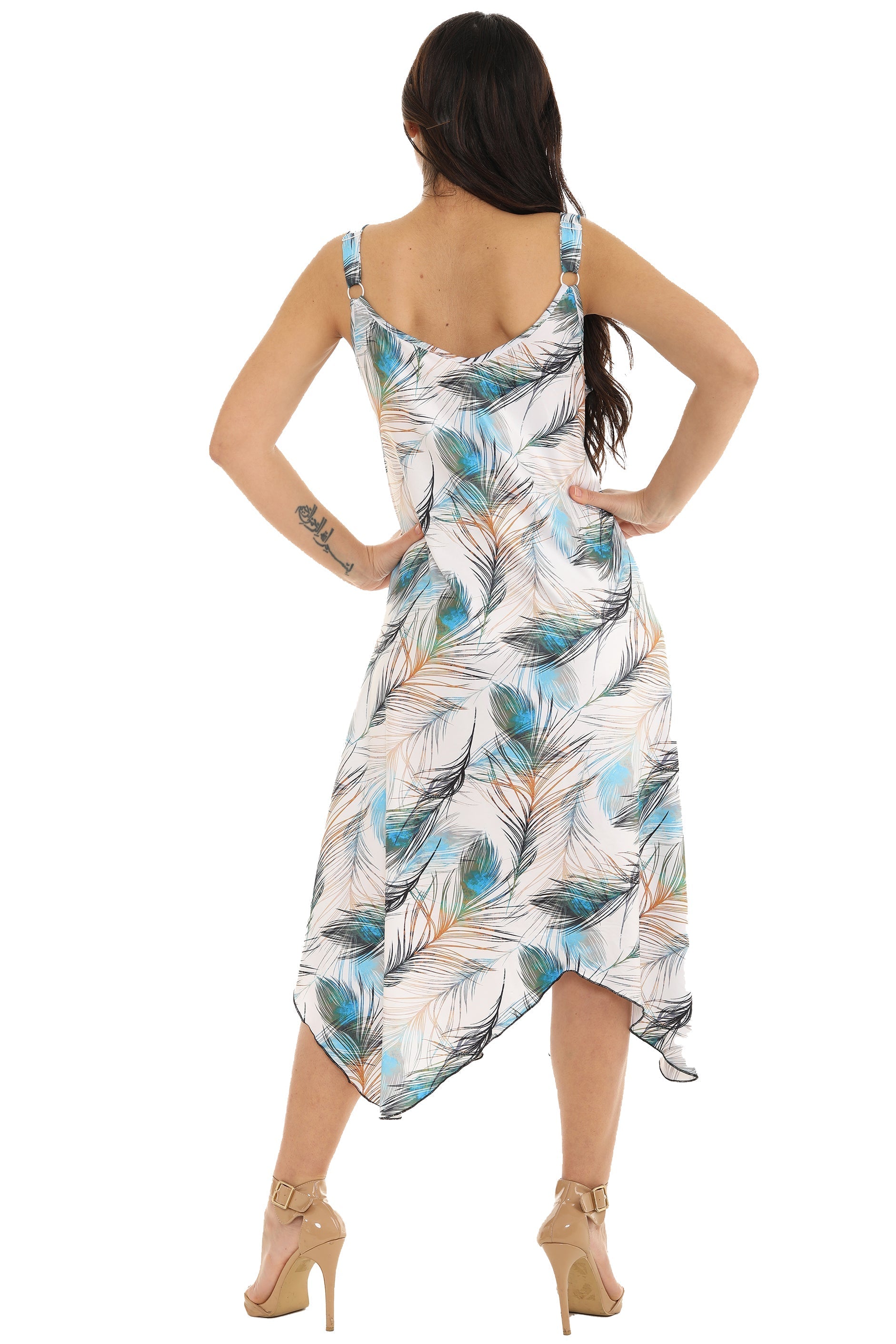 Peacock Feather Printed Dress - Shoreline Wear, Inc.