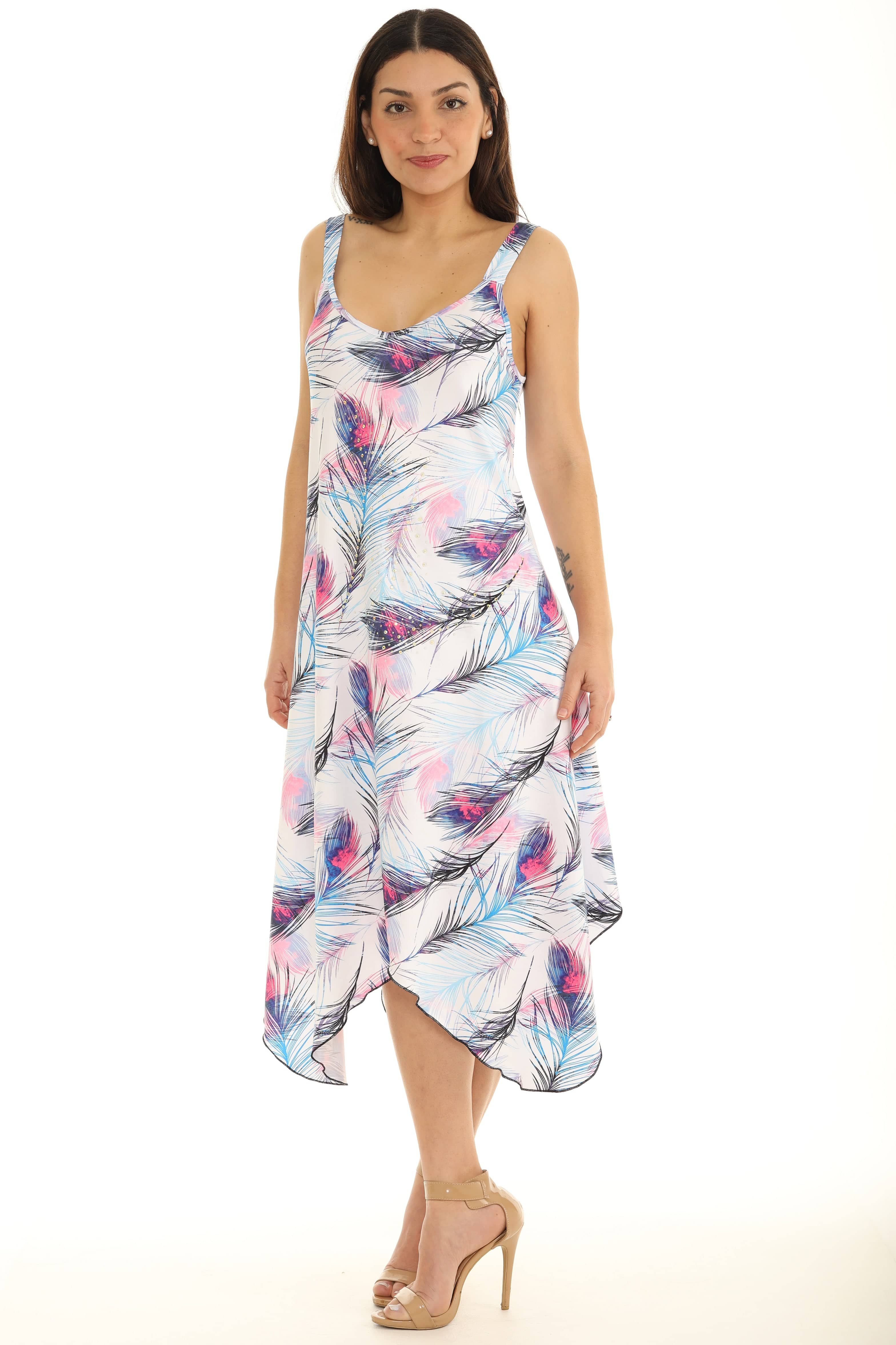 Peacock Feather Printed Dress - Shoreline Wear, Inc.