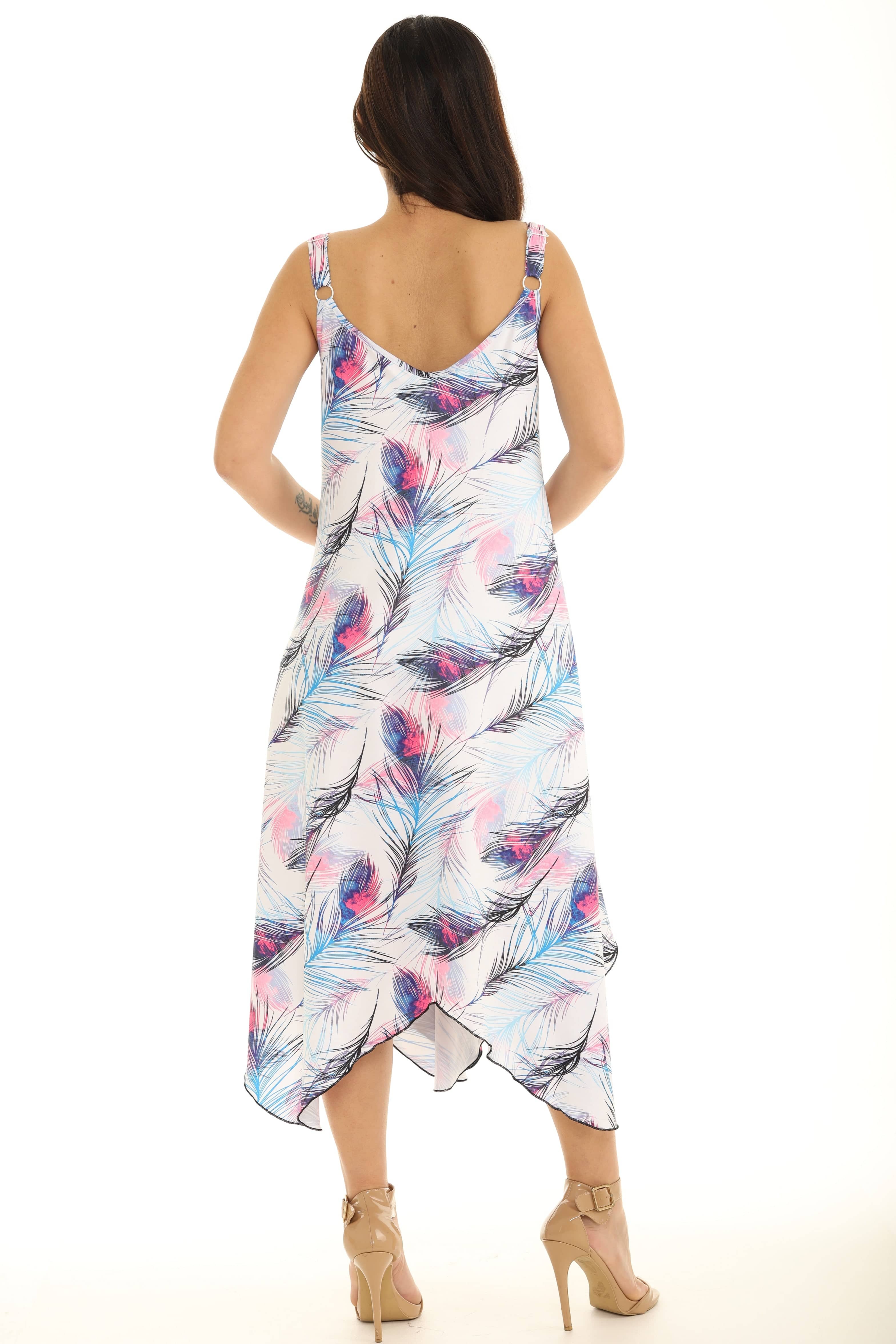 Peacock Feather Printed Dress - Shoreline Wear, Inc.