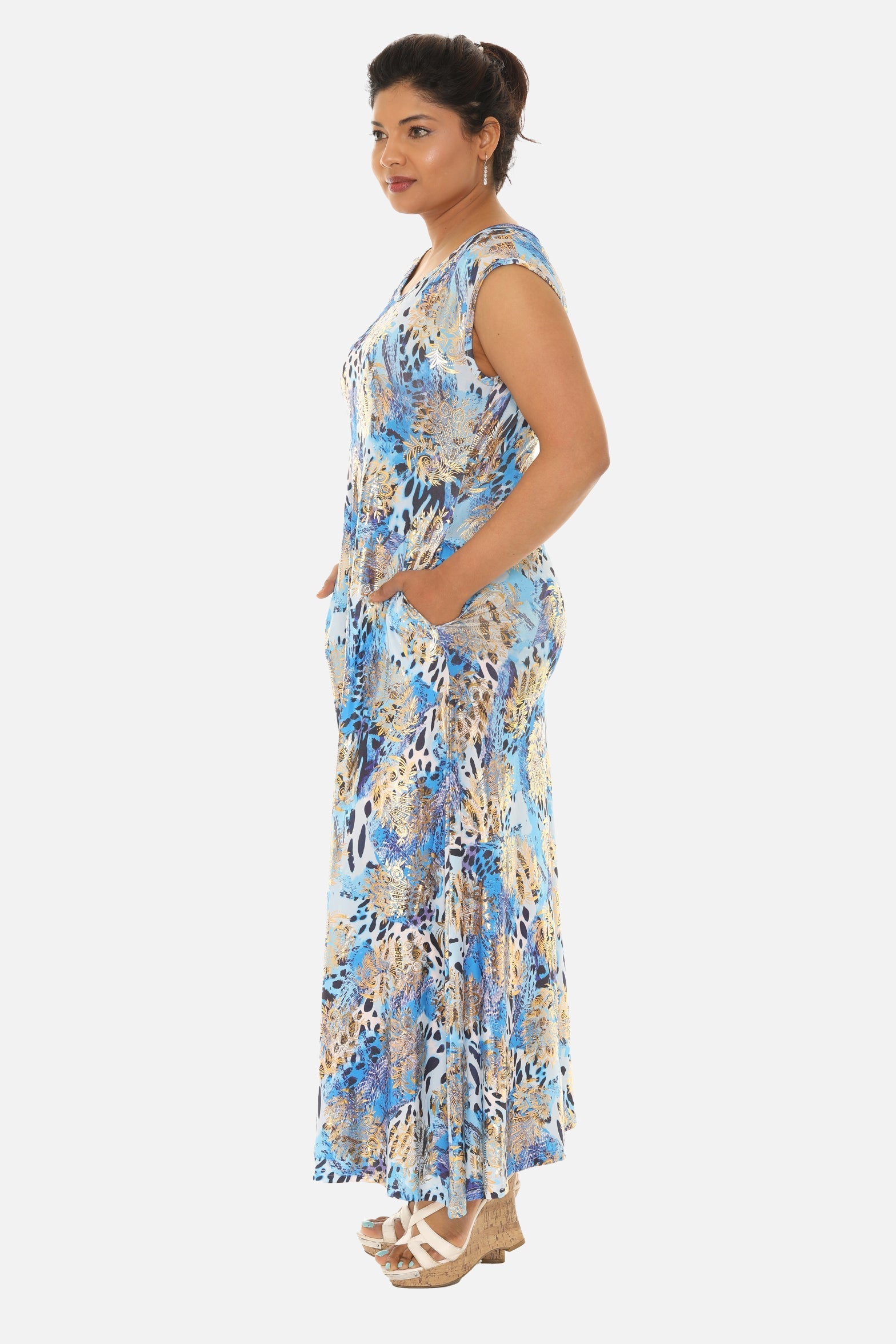 Short Sleeve Abstract Floral Printed Dress - Charming Charlie