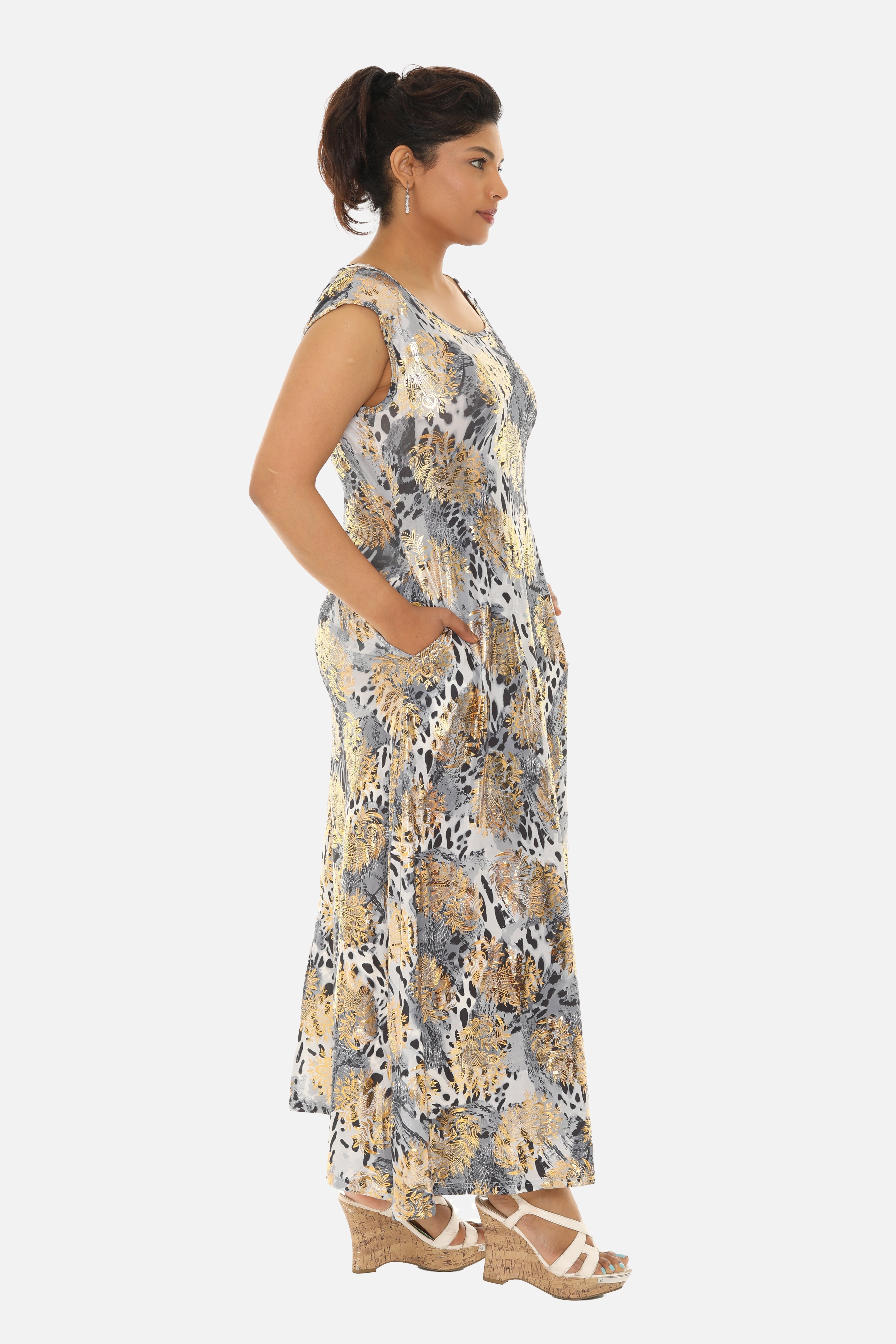 Short Sleeve Abstract Floral Printed Dress - Charming Charlie