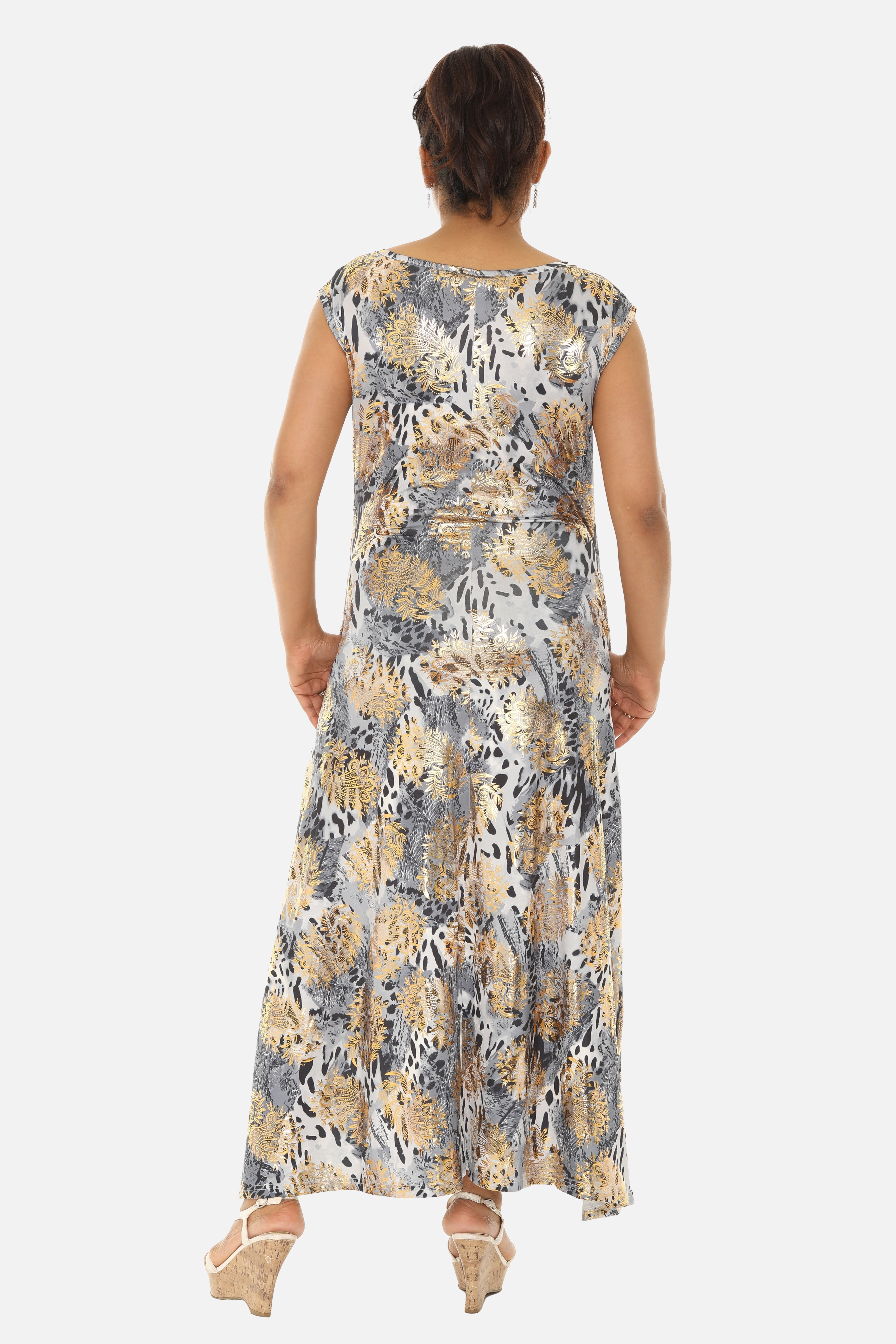 Short Sleeve Abstract Floral Printed Dress - Charming Charlie
