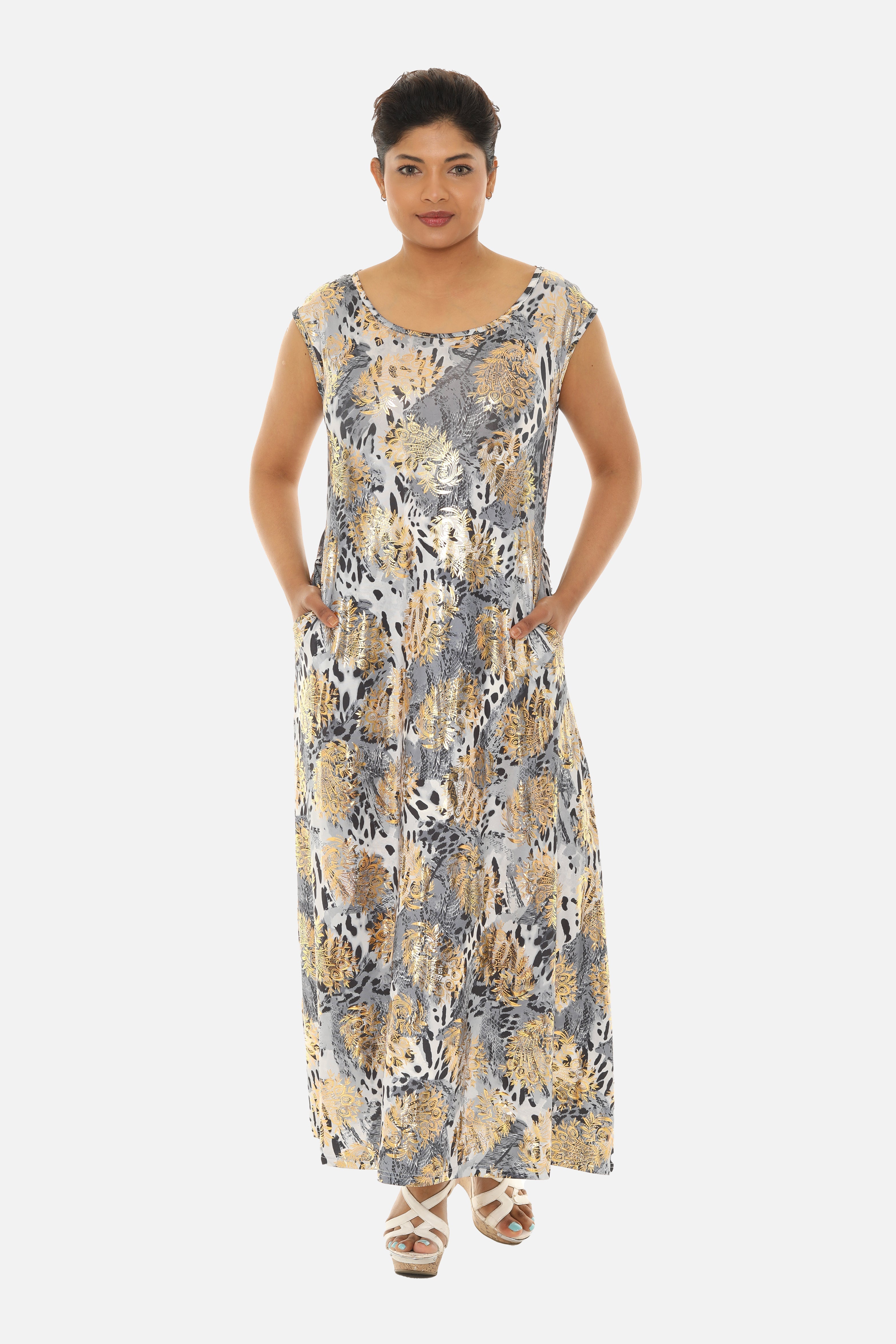 Short Sleeve Abstract Floral Printed Dress - Charming Charlie