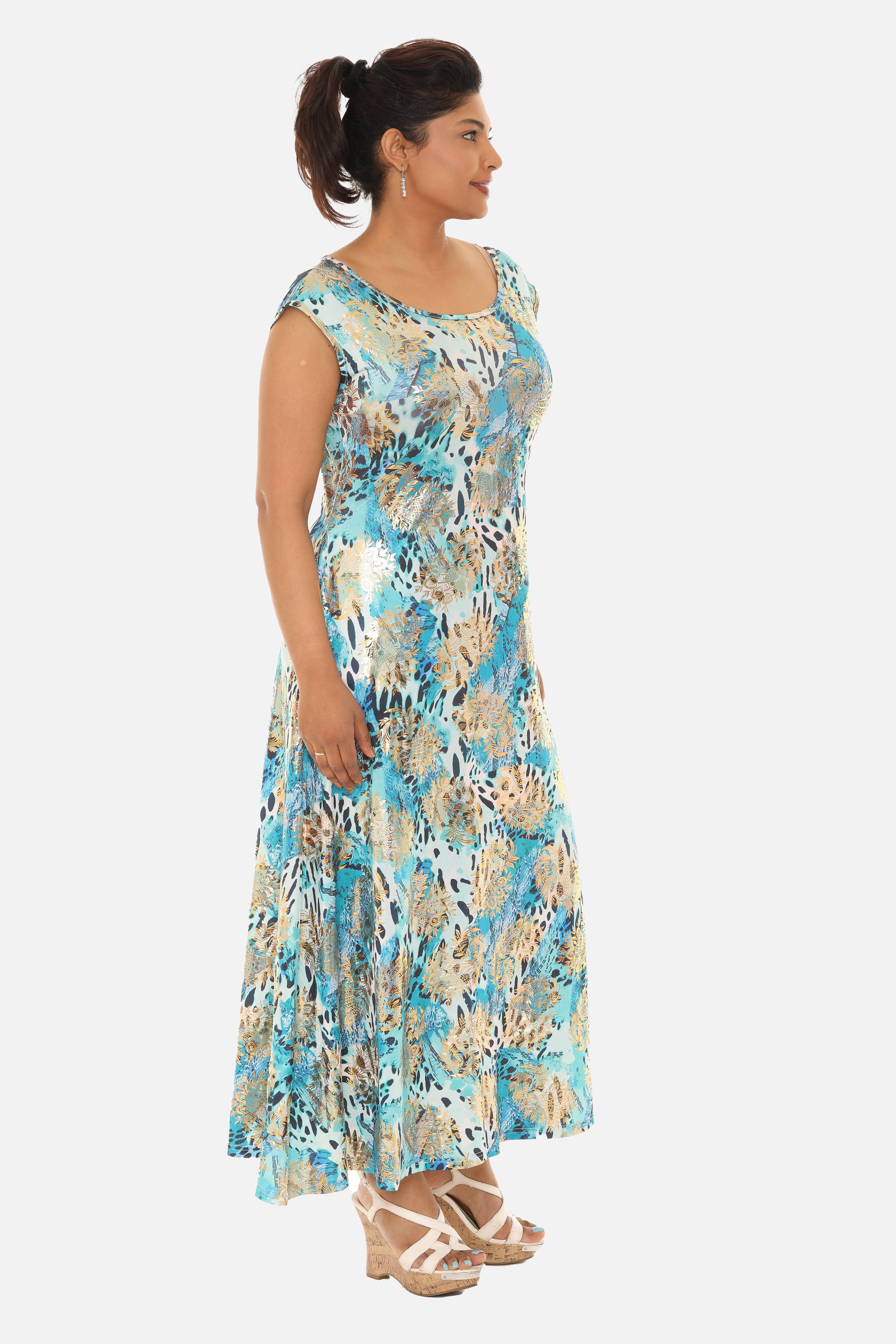 Short Sleeve Abstract Floral Printed Dress - Charming Charlie