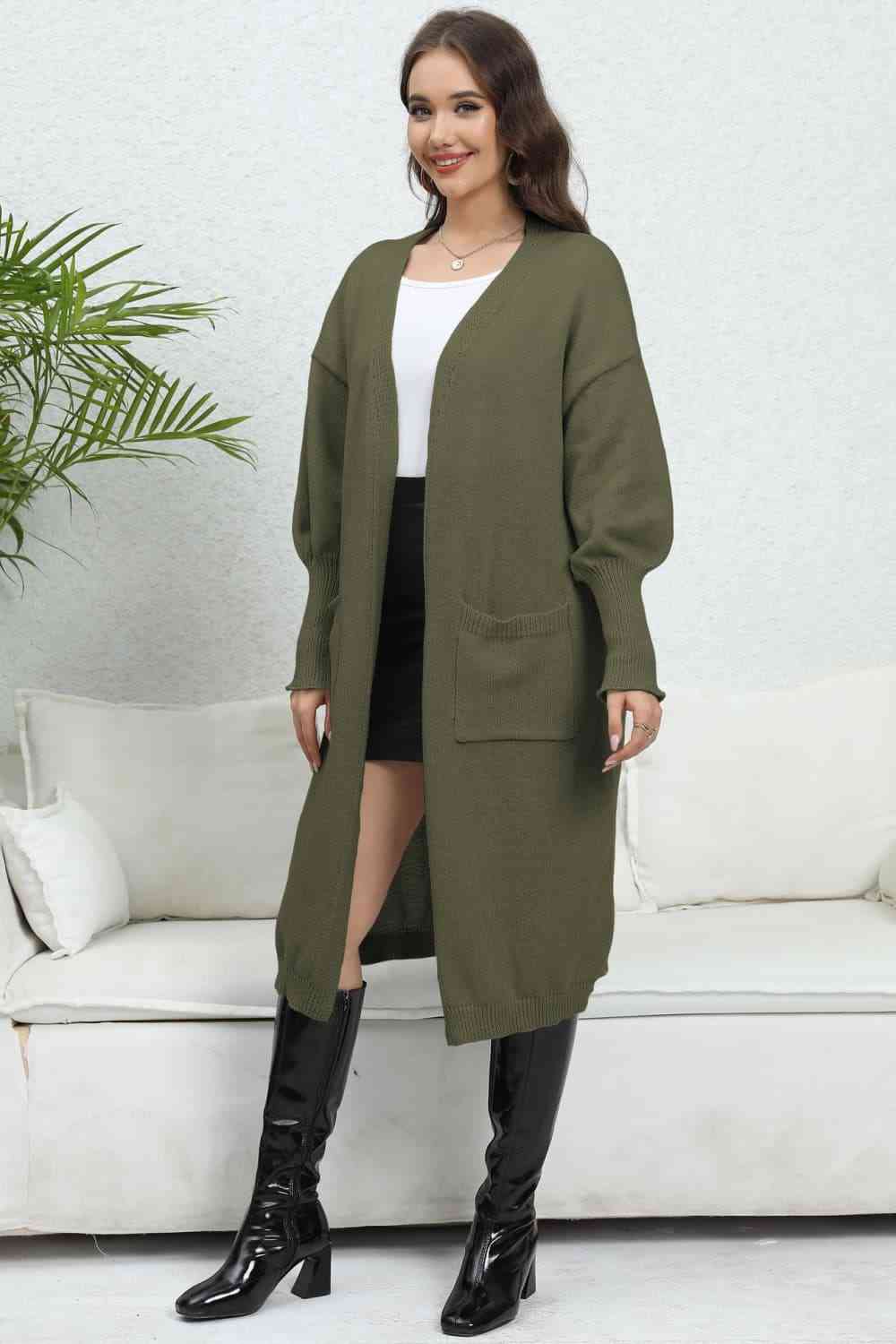 Open Front Dropped Shoulder Cardigan - Charming Charlie