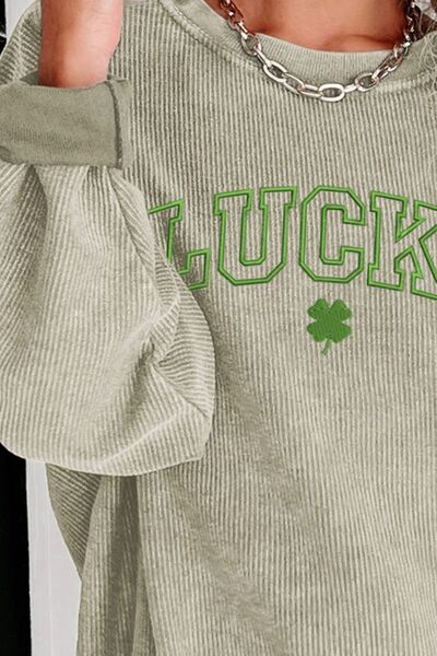 LUCKY Round Neck Dropped Shoulder Sweatshirt - Charming Charlie