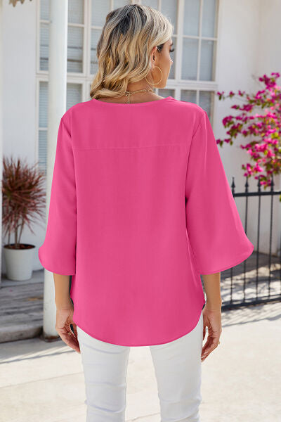 V-Neck Three-Quarter Sleeve Top - Charming Charlie