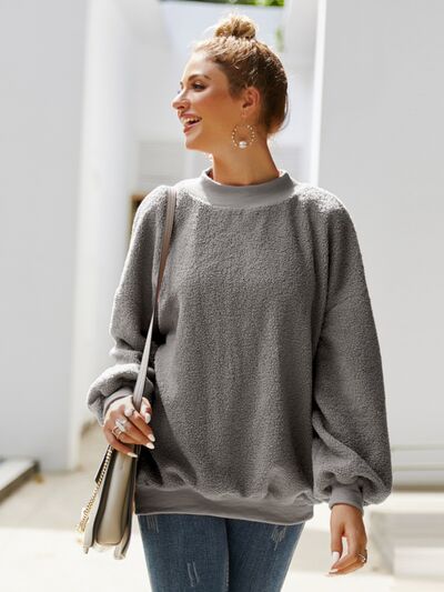 Mock Neck Dropped Shoulder Sweatshirt - Charming Charlie