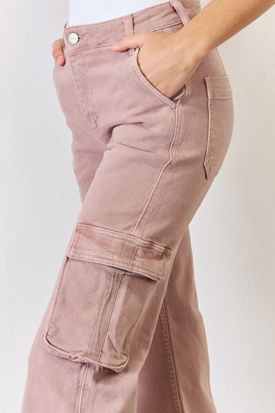 RISEN Full Size High Rise Cargo Wide Leg Jeans - Charming Charlie