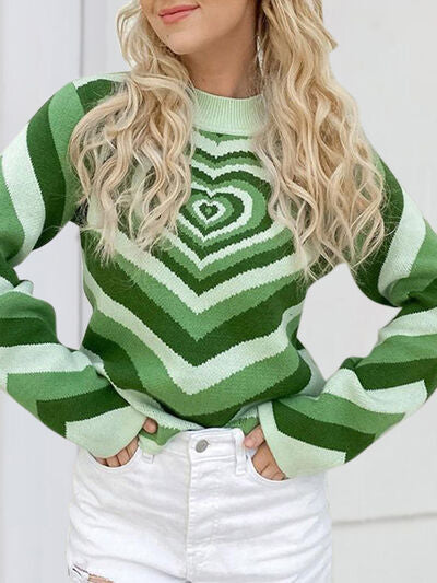 Heart Mock Neck Long Sleeve Sweater - Charming Charlie
