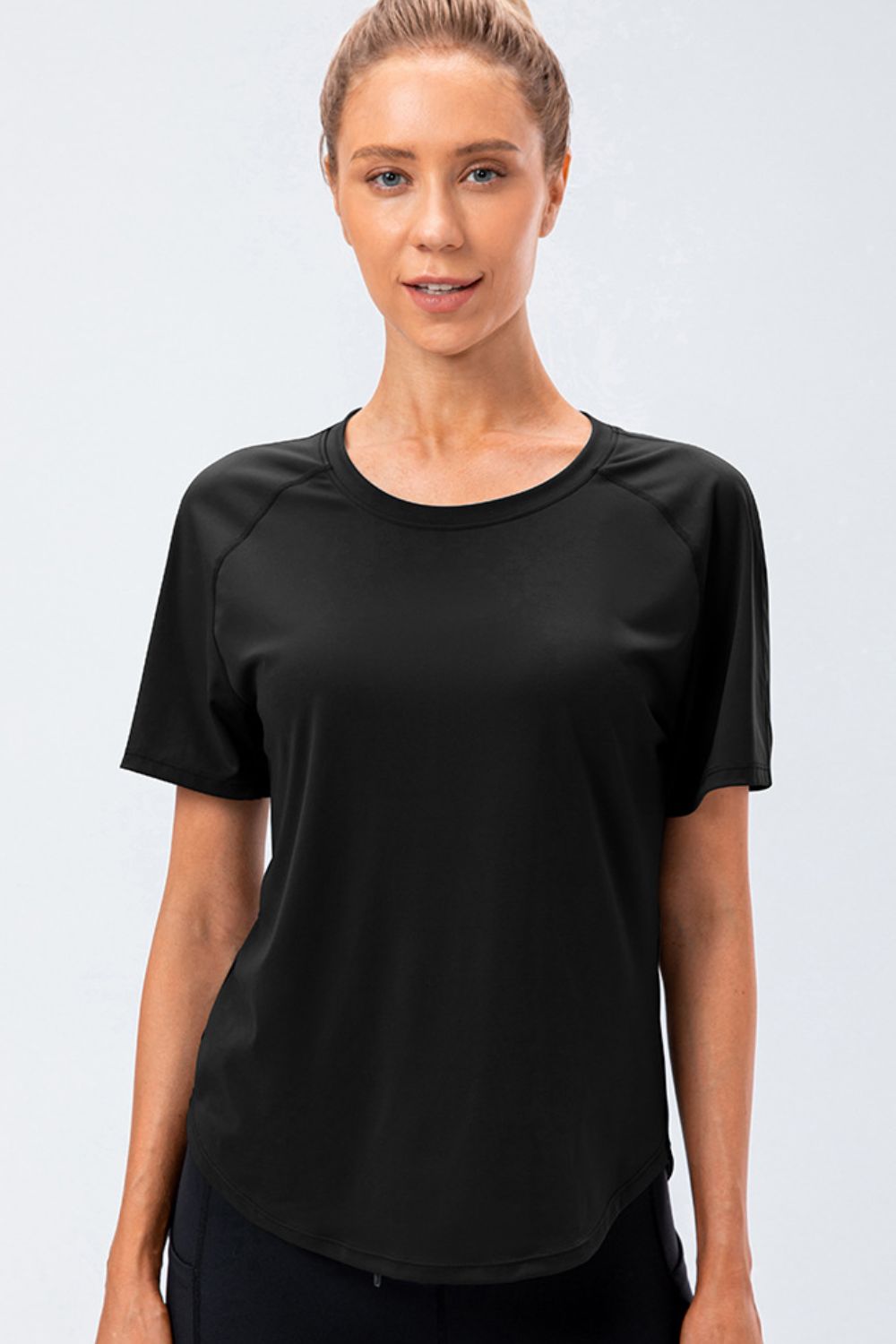 Round Neck Raglan Sleeve Active Tee - Charming Charlie