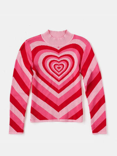 Heart Mock Neck Long Sleeve Sweater - Charming Charlie