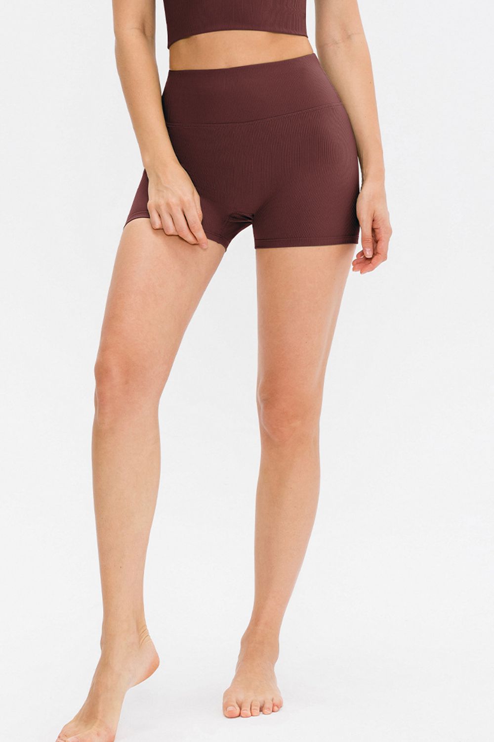 Slim Fit Wide Waistband Sports Shorts - Charming Charlie