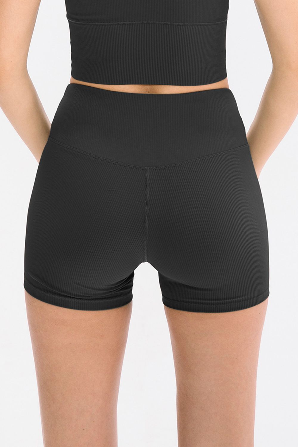 Slim Fit Wide Waistband Sports Shorts - Charming Charlie