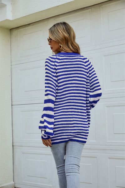 Striped Button Up Long Sleeve Cardigan - Charming Charlie