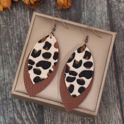 Leaf Shape Leather Dangle Earrings - Charming Charlie