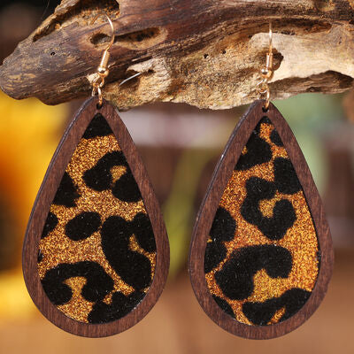 Sequin Wood Teardrop Earrings - Charming Charlie