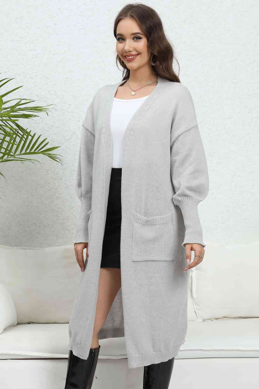 Open Front Dropped Shoulder Cardigan - Charming Charlie