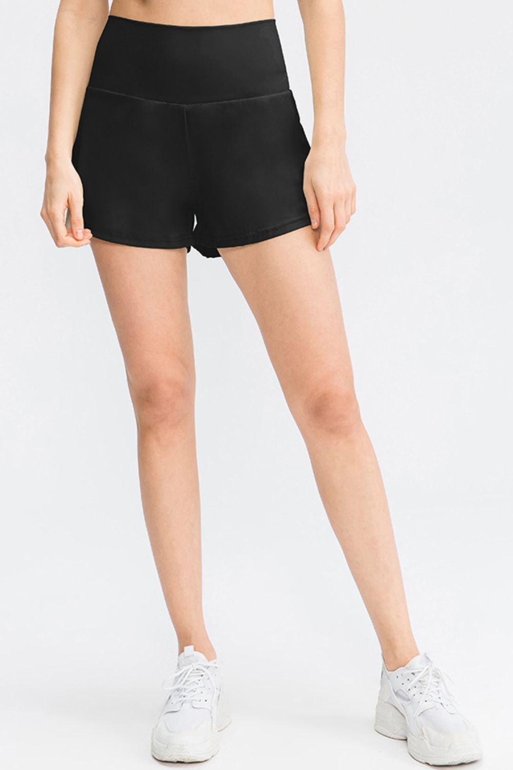 Wide Waistband Sports Shorts with Pockets - Charming Charlie