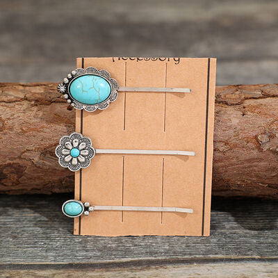 3 PCS/Set Artificial Turquoise Hair Pins - Charming Charlie