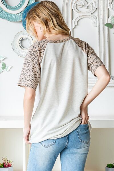 Heimish Full Size Animal Print Half Button Short Sleeve Top - Charming Charlie