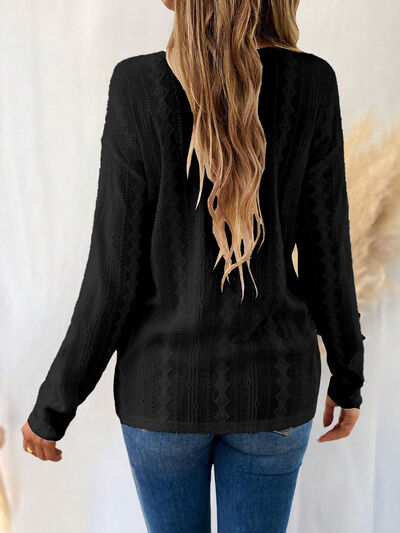 Eyelet V-Neck Dropped Shoulder T-Shirt - Charming Charlie