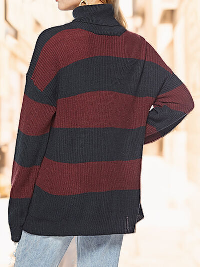 Striped Turtleneck Long Sleeve Sweater - Charming Charlie