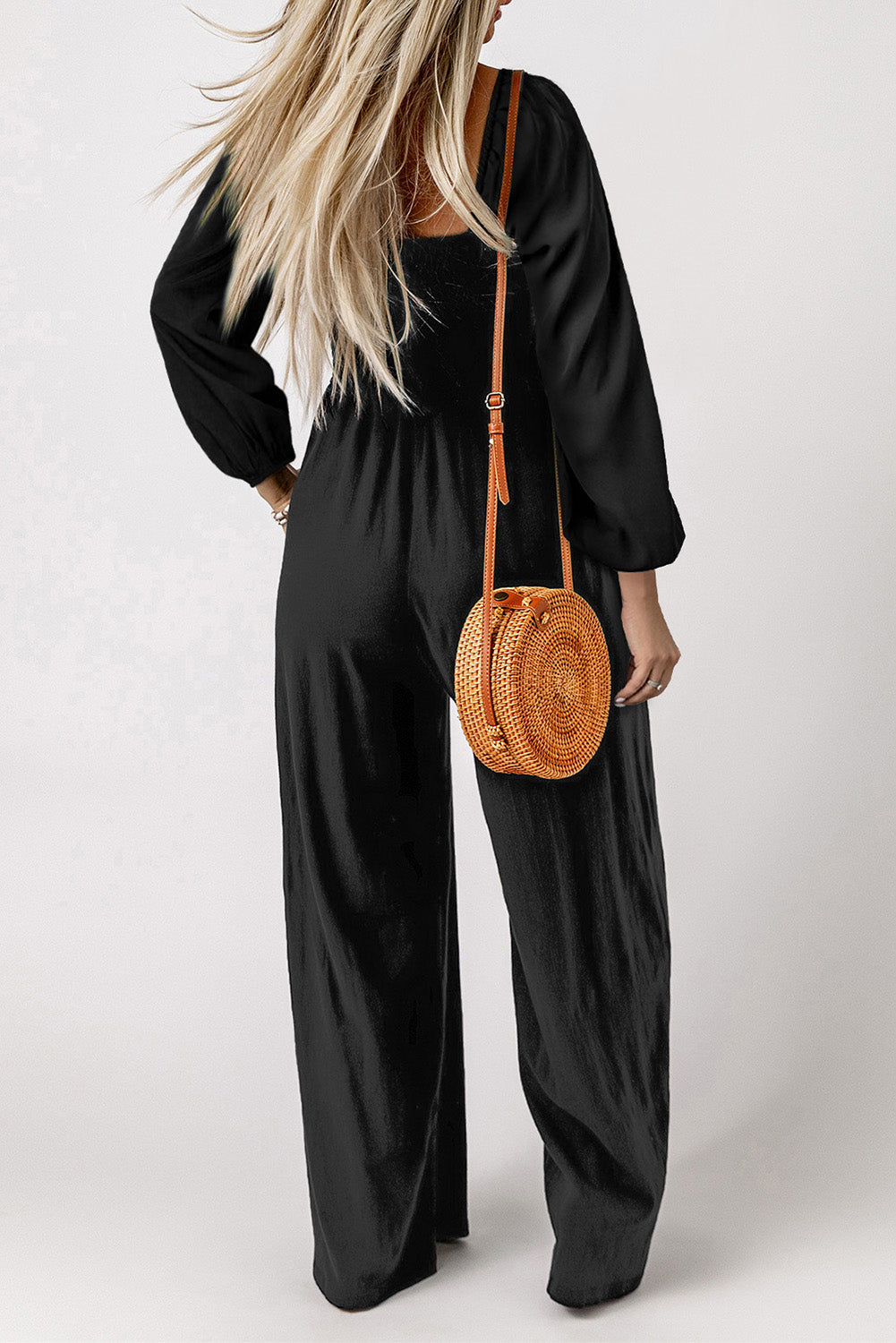 Square Neck Raglan Sleeve Jumpsuit with Pocket - Charming Charlie