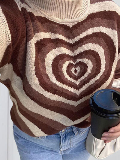 Heart Mock Neck Long Sleeve Sweater - Charming Charlie