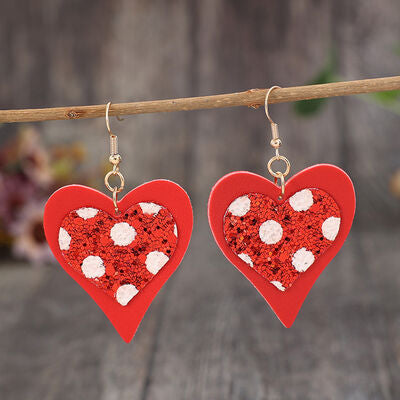 Sequin Heart Leather Drop Earrings - Charming Charlie