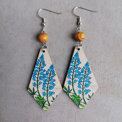 Floral Wooden Teardrop Earrings - Charming Charlie