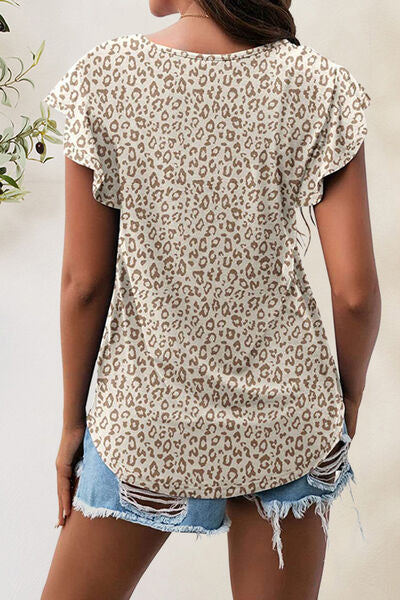 Printed Round Neck Short Sleeve T-Shirt - Charming Charlie