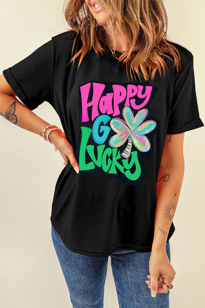 Letter Graphic Round Neck T-Shirt - Charming Charlie
