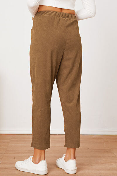 Pocketed Elastic Waist Pants - Charming Charlie