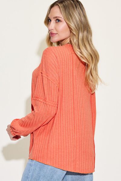 Basic Bae Full Size Ribbed Round Neck Long Sleeve T-Shirt - Charming Charlie