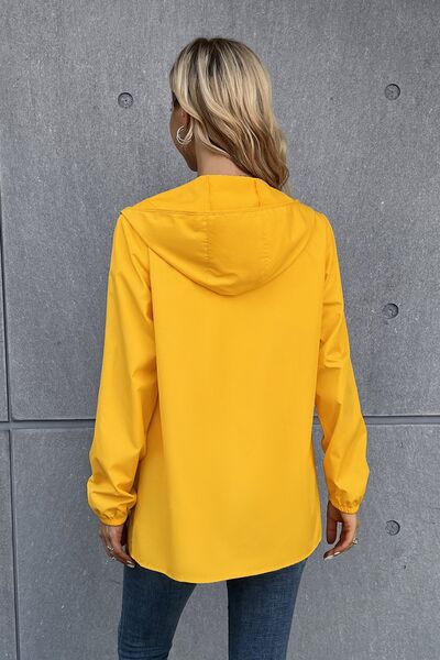 Zip Up Long Sleeve Hooded Watertight Jacket - Charming Charlie