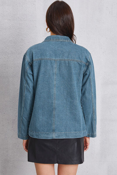 Pocketed Button Up Denim Jacket - Charming Charlie