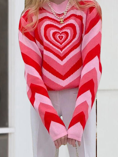 Heart Mock Neck Long Sleeve Sweater - Charming Charlie